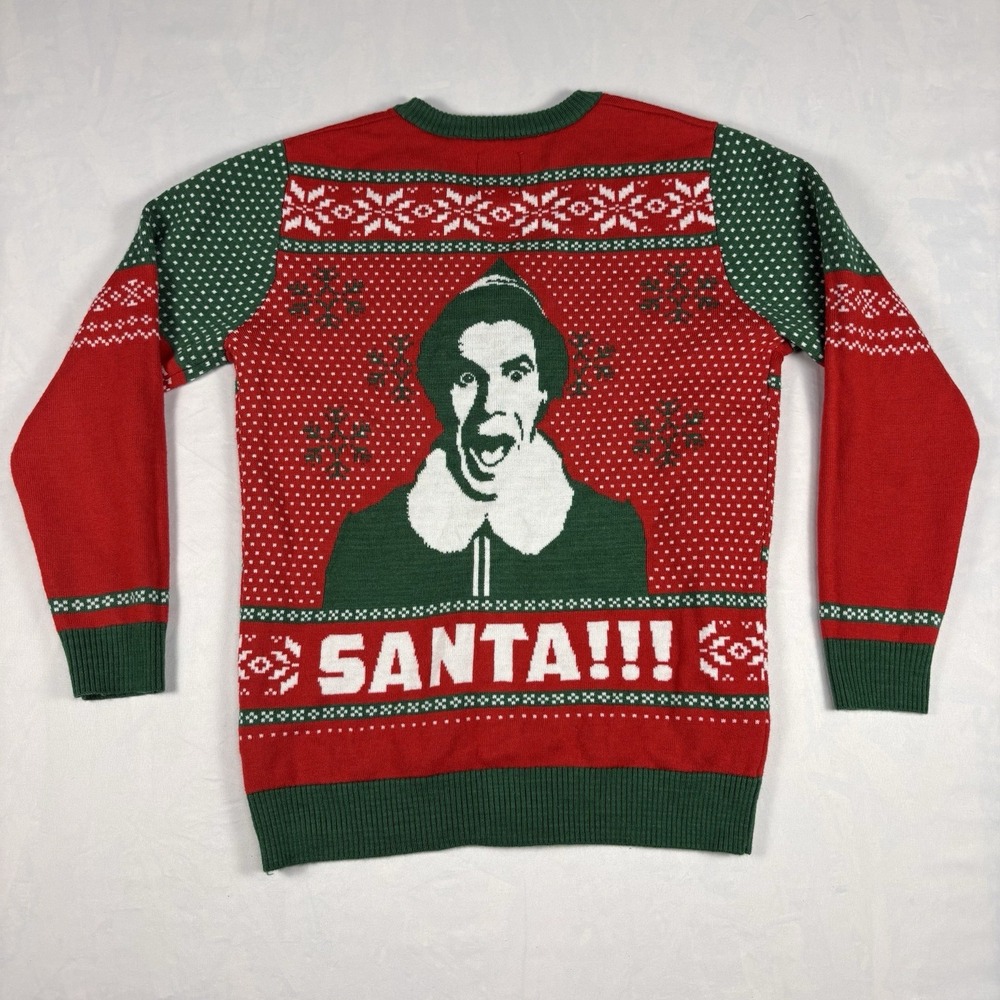 Elf Movie Ugly Christmas Sweater Cardigan M Cotton Headed Ninny Muggins Narwhal